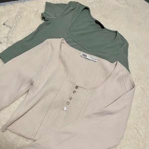 ZARA & SHEIN Women’s Crop Tops set of 2, size medium and large